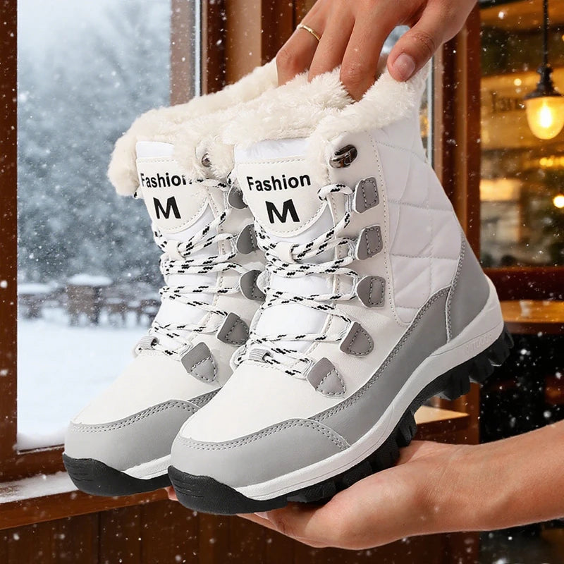 Women's Waterproof Winter Snow Boots – Faux Fur Lined Women's Winter Boots Axl WHITE 38