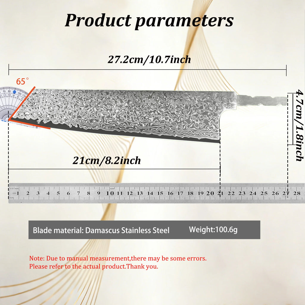 Damascus Steel Kiritsuke Blade Blank – DIY Knife Making Knife Blade Blank Axl