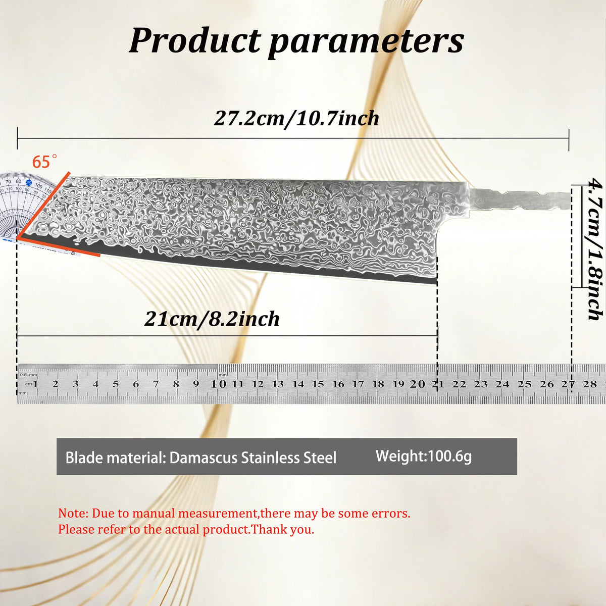 Damascus Steel Kiritsuke Blade Blank – DIY Knife Making Knife Blade Blank Axl
