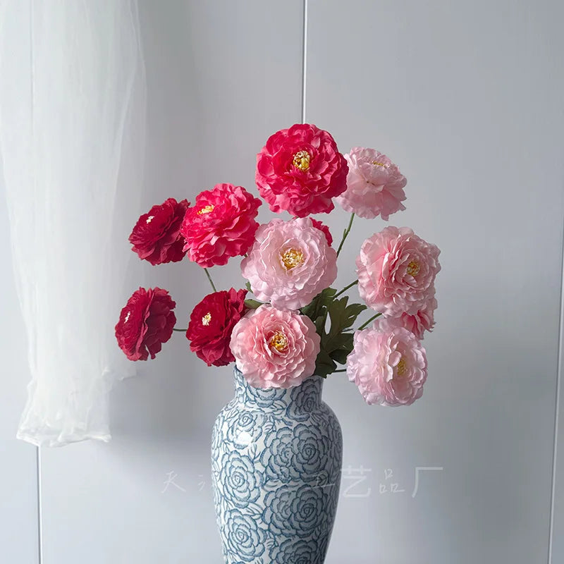 Artificial Peony Flower Branch 3-Head 64cm | Wedding Home Decor Artificial Flower Branch Axl