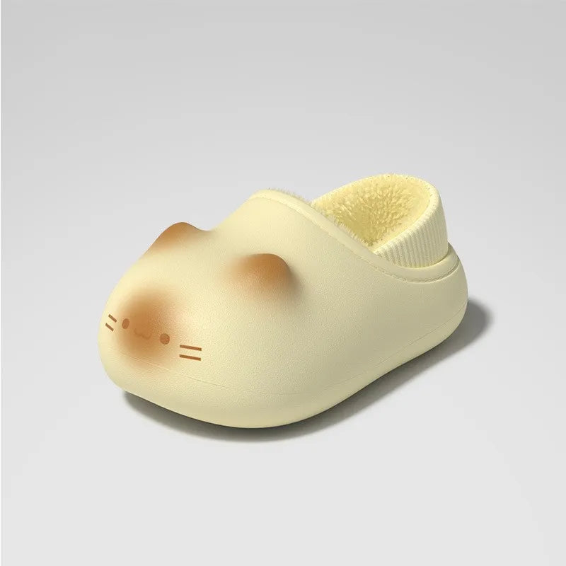 Lorilury Cat Plush Women's Slippers – Non-Slip Waterproof Mules Indoor House Slippers Axl Yellow B-loafer 40-41