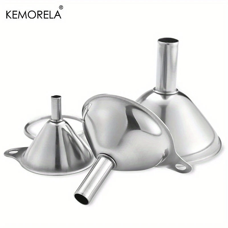 3-Piece Stainless Steel Kitchen Funnel Set – Oil, Wine & Liquid Kitchen Funnel Set Axl 3PCS