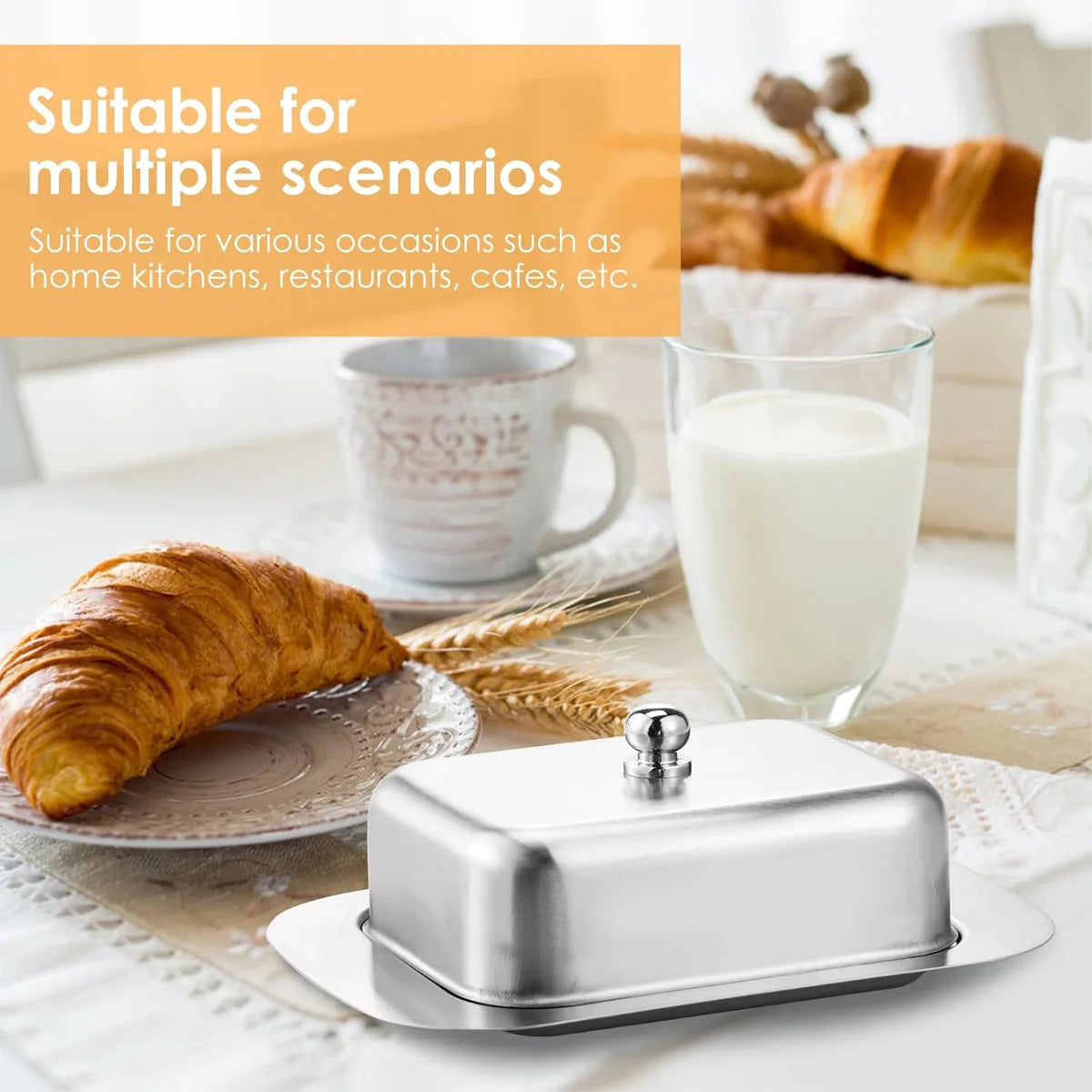 Stainless Steel Butter Dish with Lid & Handle | Cheese Container Butter Dish Axl