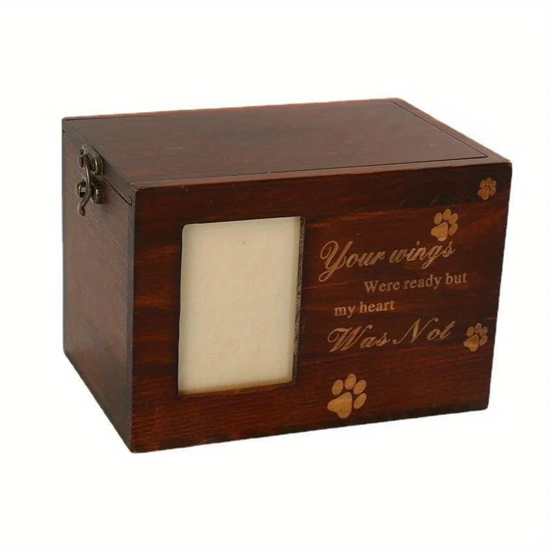 Wooden Pine Pet Urn with Photo Frame – Dog & Cat Memorial Pet Memorial Urn Axl