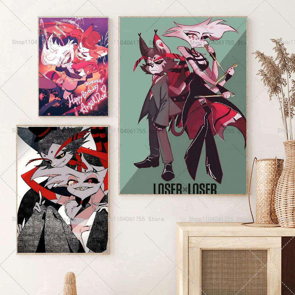 Hazbin Hotel Angel Dust & Alastor Wall Poster Sticker Wall Art Poster Axl