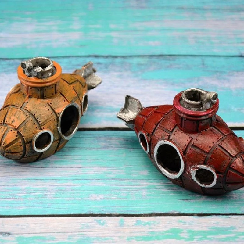 Resin Submarine Aquarium Ornament – Fish & Shrimp Hiding Cave Aquarium Ornament Axl