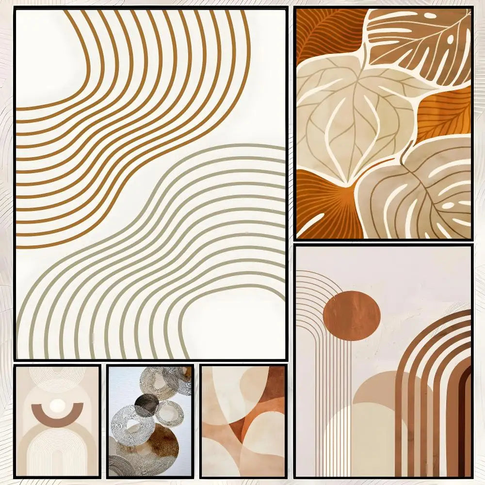 Boho Beige Abstract Self-Stick Wall Art Poster | Waterproof Wall Art Poster Axl