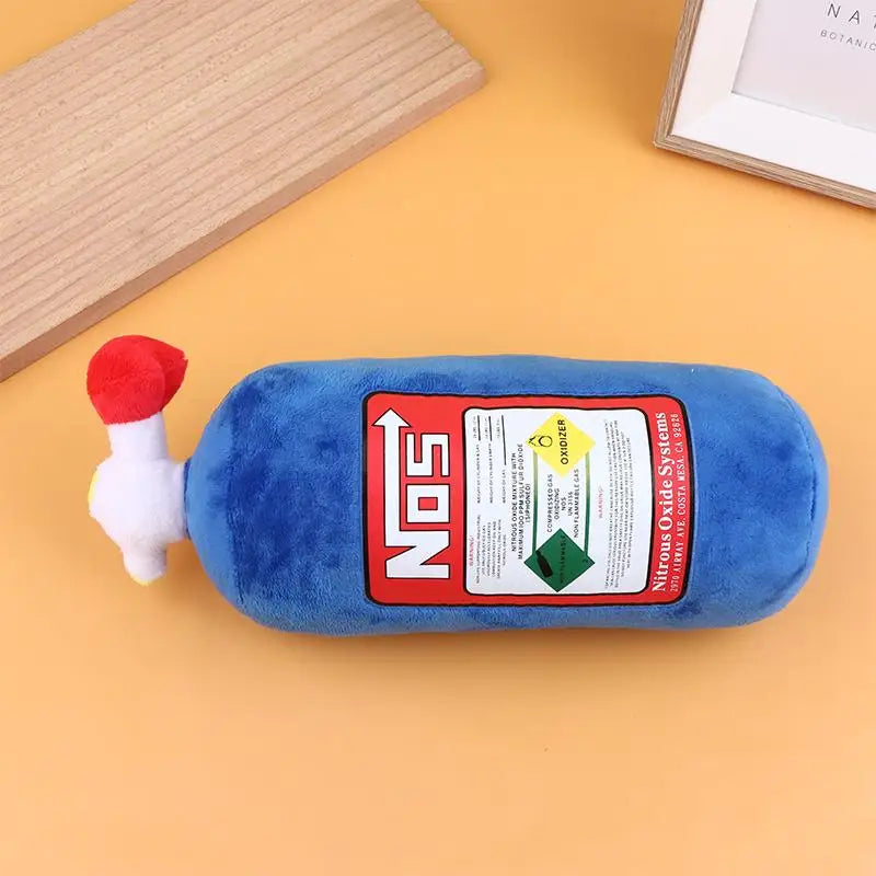 NOS Bottle Plush Car Neck Pillow – Novelty Headrest Cushion Car Neck Pillow Axl Blue