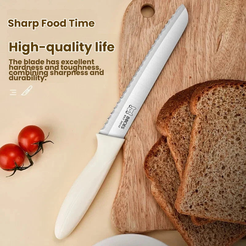 Serrated Bread Knife – Stainless Steel Toast & Baguette Slicer Serrated Bread Knife Axl