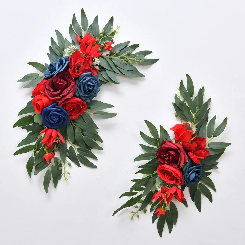 Boho Artificial Wedding Arch Flowers & Eucalyptus Garland 2pc Artificial Wedding Flowers Axl Red