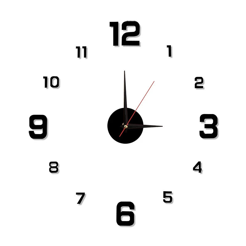 DIY Frameless 3D Mirror Wall Clock – Modern Acrylic Sticker Wall Clock Axl