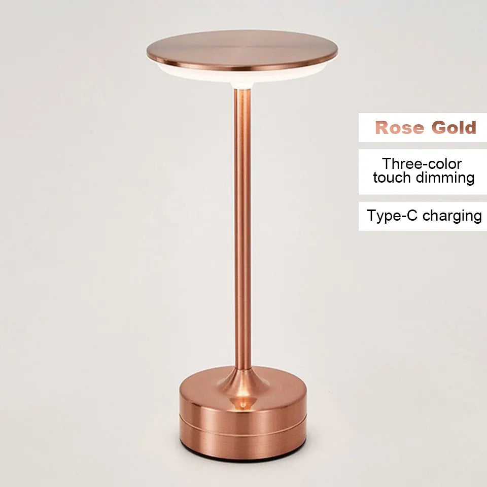 LED Crystal Touch Table Lamp – USB Rechargeable Wireless Light LED Table Lamp Axl Rose Gold