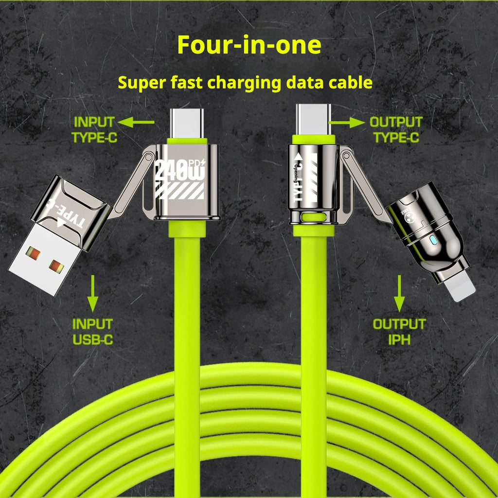 240W 4-in-1 Fast Charging Cable – iPhone & USB-C Fast Charging Cable Axl