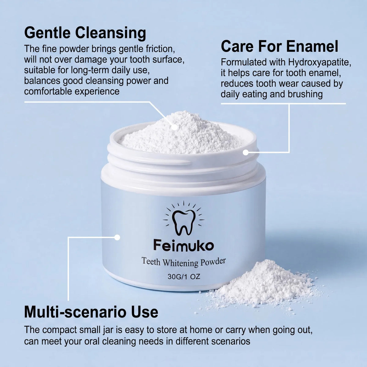 Collagen Teeth Whitening Powder – Hydroxyapatite Enamel Care Teeth Whitening Powder Axl