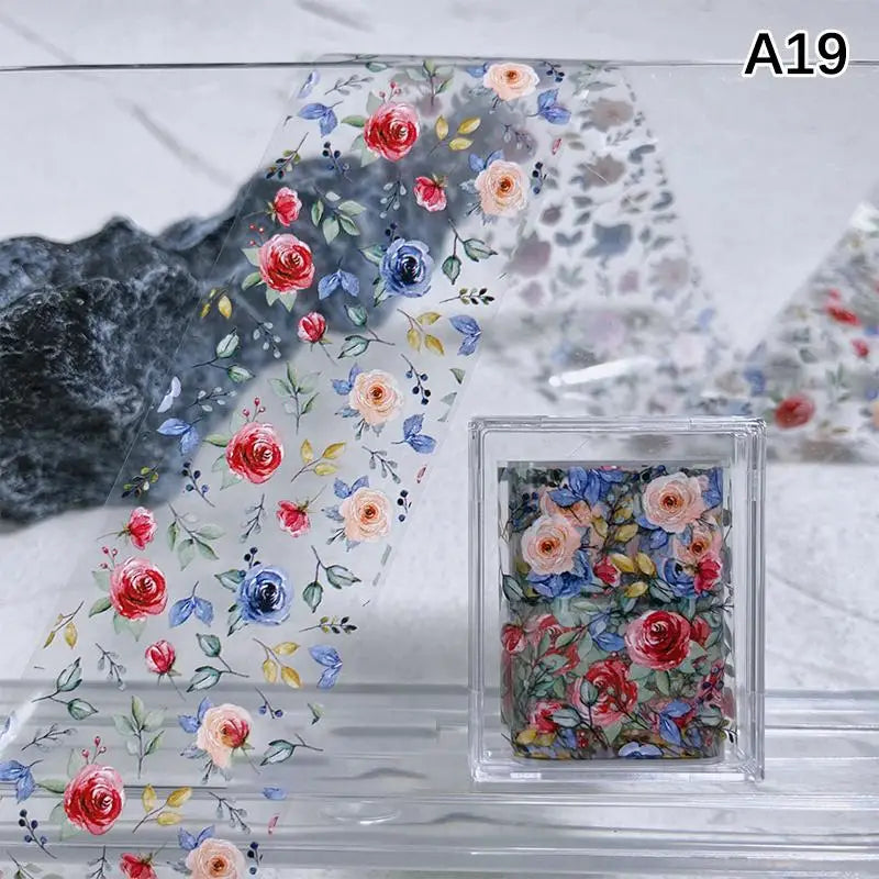 Floral Rose Nail Transfer Foil Stickers – DIY Nail Art Wraps Nail Art Stickers Axl A19