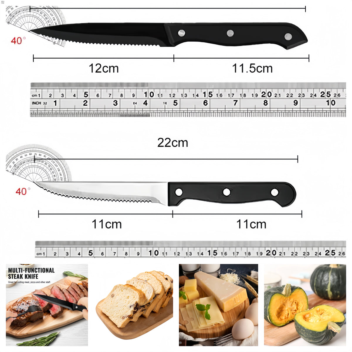 Steak Knives Set 1–12 Pc | Serrated Stainless Steel Dinner Knife Steak Knife Set Axl