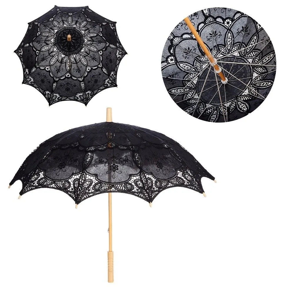 Lace Parasol Umbrella – Wedding Prop & Flower Girl Décor Decorative Lace Parasol Axl black-65cm