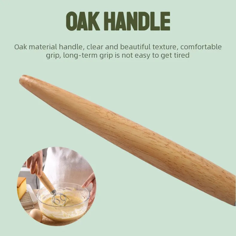 13-Inch Danish Dough Whisk – Stainless Steel & Oak Handle Danish Dough Whisk Axl