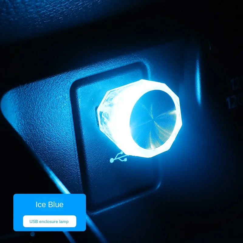 Mini USB LED Car Atmosphere Light – Plug & Play Neon Lamp Car Ambient Light Axl Ice Blue