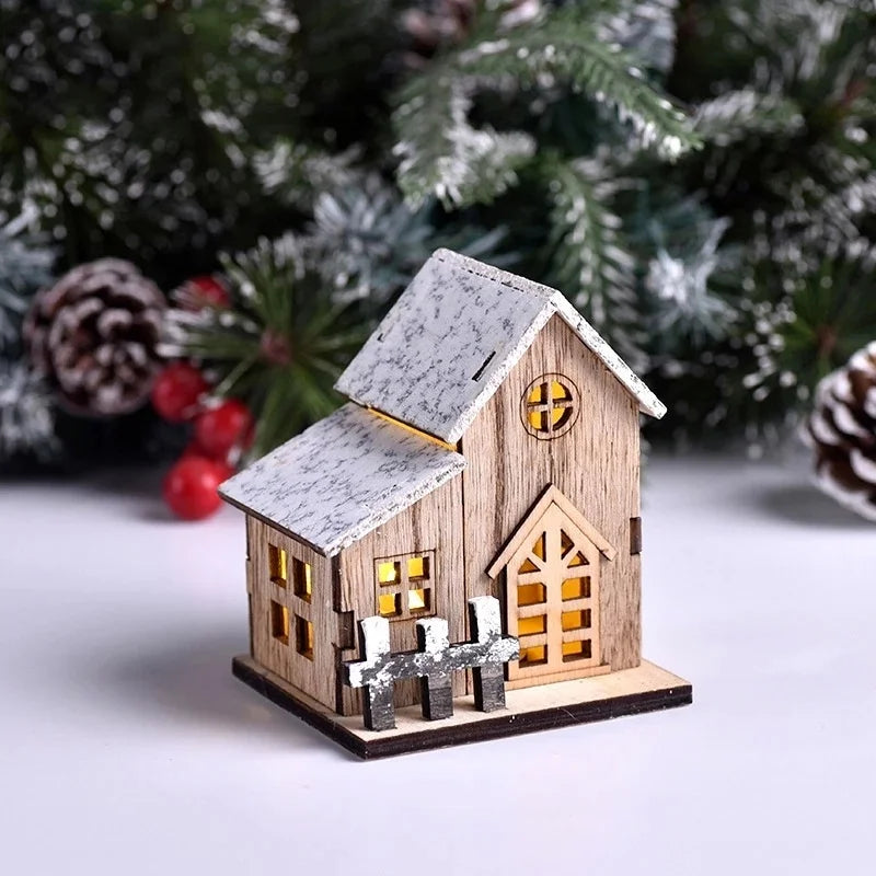 Christmas LED Wooden House Ornament – Festive Xmas Cabin Decor Christmas Ornament Axl