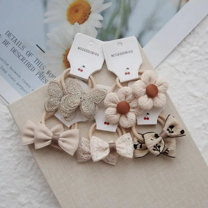 10-Pack Elastic Flower Hair Bands – Handmade Floral Hairbands Elastic Hair Bands Axl A1