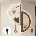 Oeny Large Luxury Wood Wall Clock – Engraved Bamboo Decor Wood Wall Clock Axl B-Plug-in model 64x72cm