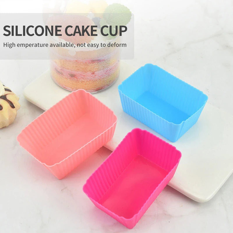 6-Pack Silicone Rectangle Cake Molds – Muffin & Cupcake Liners Silicone Baking Molds Axl