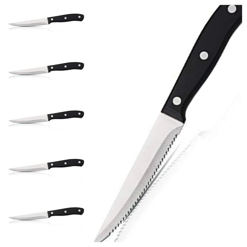 Stainless Steel Serrated Steak Knife Set – Sharp & Durable Steak Knife Set Axl 6 Pcs Steak Knife China Mainland