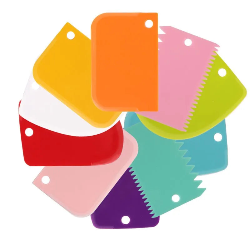 3-Piece Plastic Dough & Cream Scraper Baking Set | Cake Tools Baking Scraper Set Axl