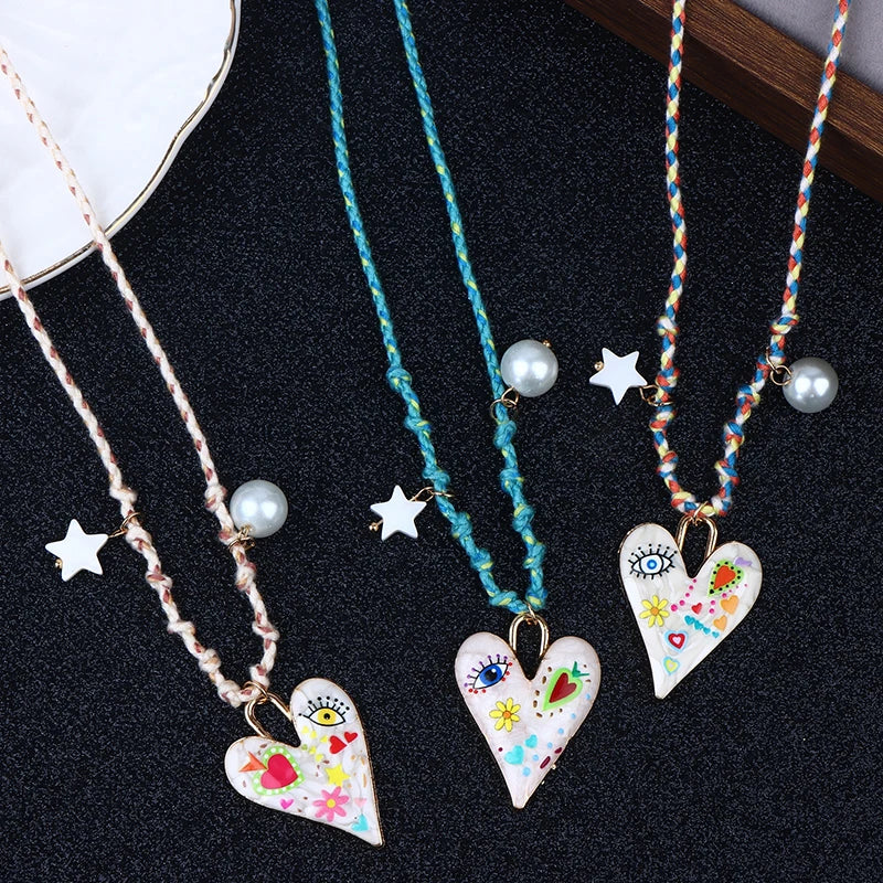 Handmade Knotted Rope Heart Pendant Necklace for Women Pendant Necklace Axl