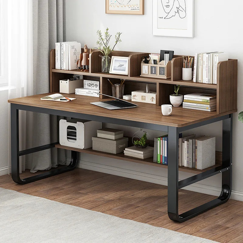 Minimalist Writing Desk with Storage – Metal & Wood Computer Desk Writing Desk Axl