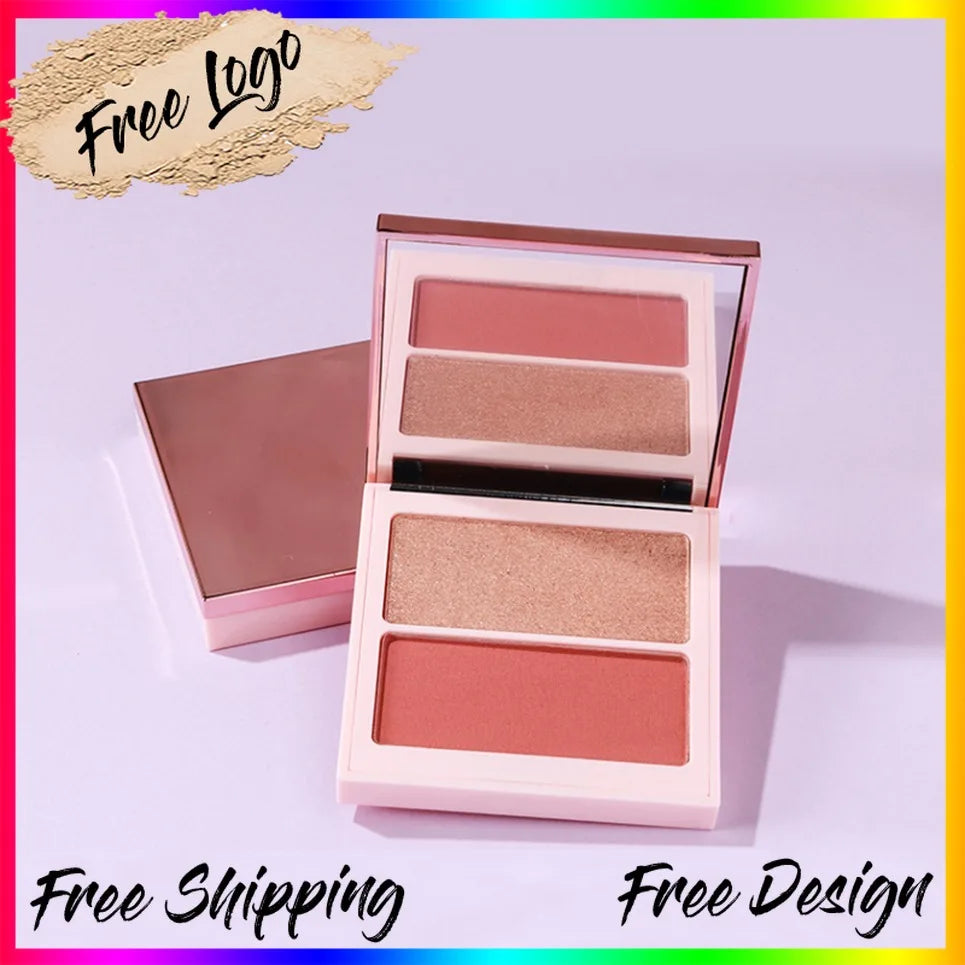 Dual Color Matte Blush & Highlighter Palette | Vegan, Custom Logo Blush Highlighter Palette Axl