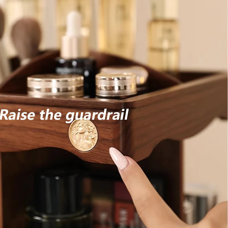 Rotating Wood & Bamboo Makeup Organizer | Cosmetic Storage Box Makeup Organizer Axl