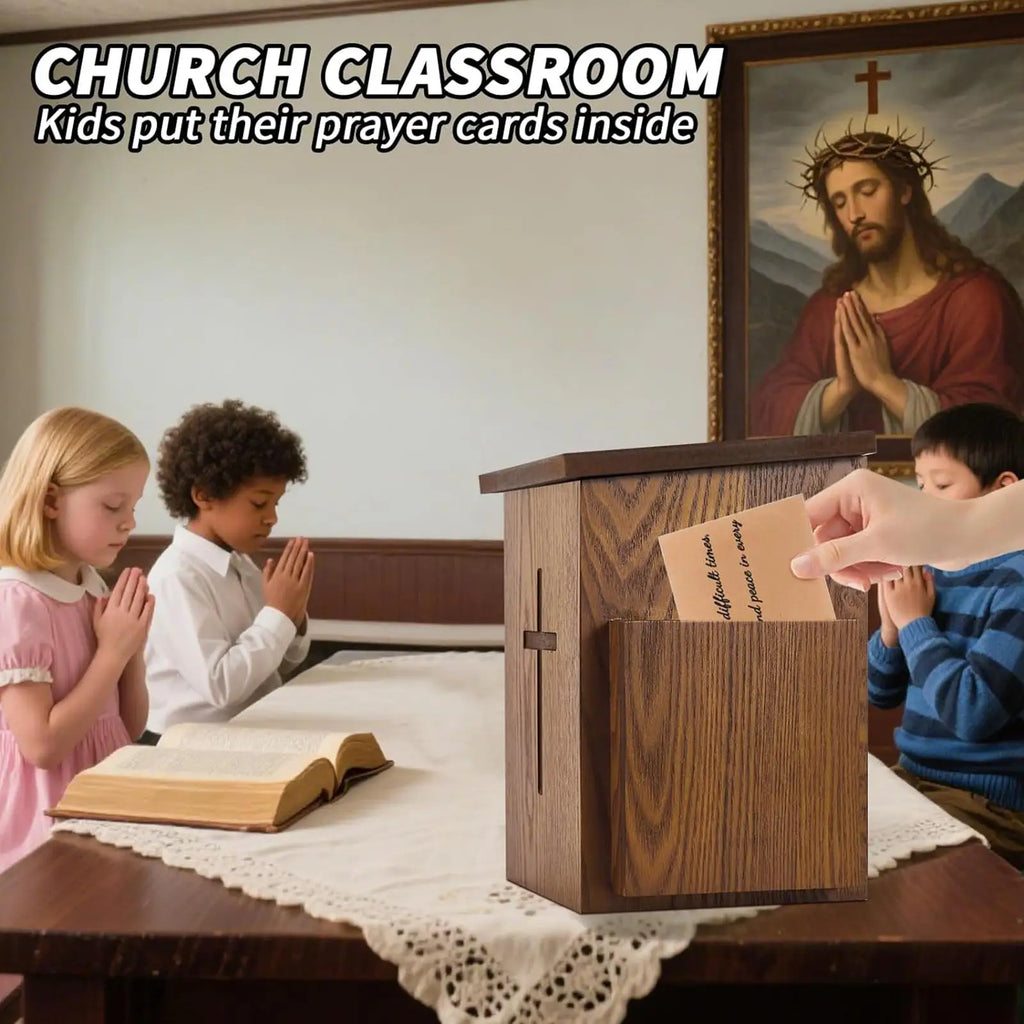 Wooden Lockable Prayer & Offering Box – Wall Mount Cross Lockable Offering Box Axl