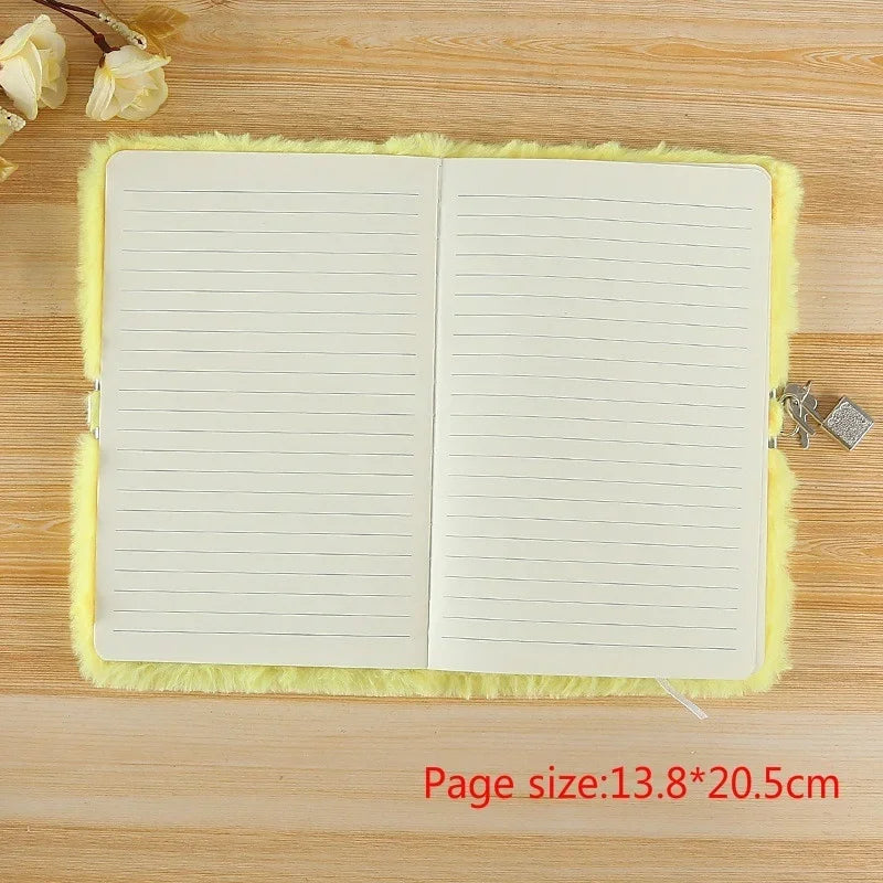 Cute Plush A5 Diary Notebook with Lock | Girls Journal Diary Notebook Axl