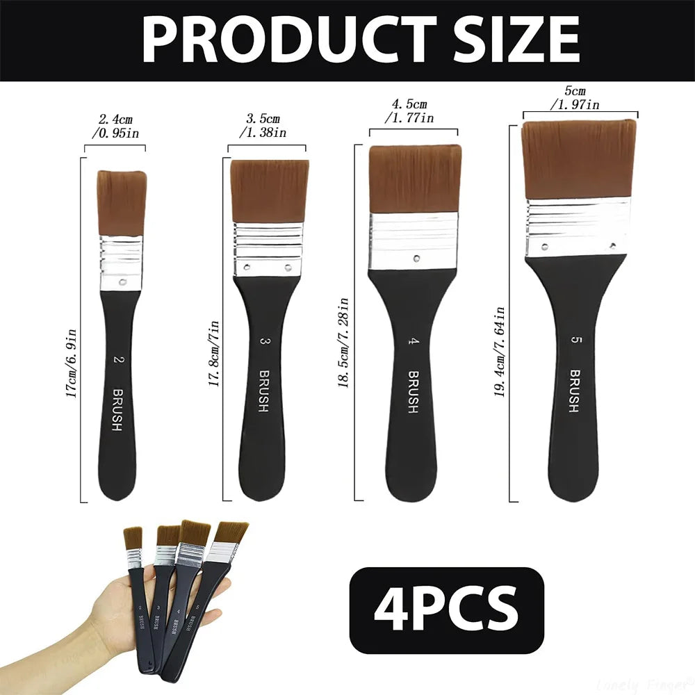 Flat Paint Brushes Set – Acrylic, Oil & Watercolor | Wooden Handle Paint Brush Set Axl