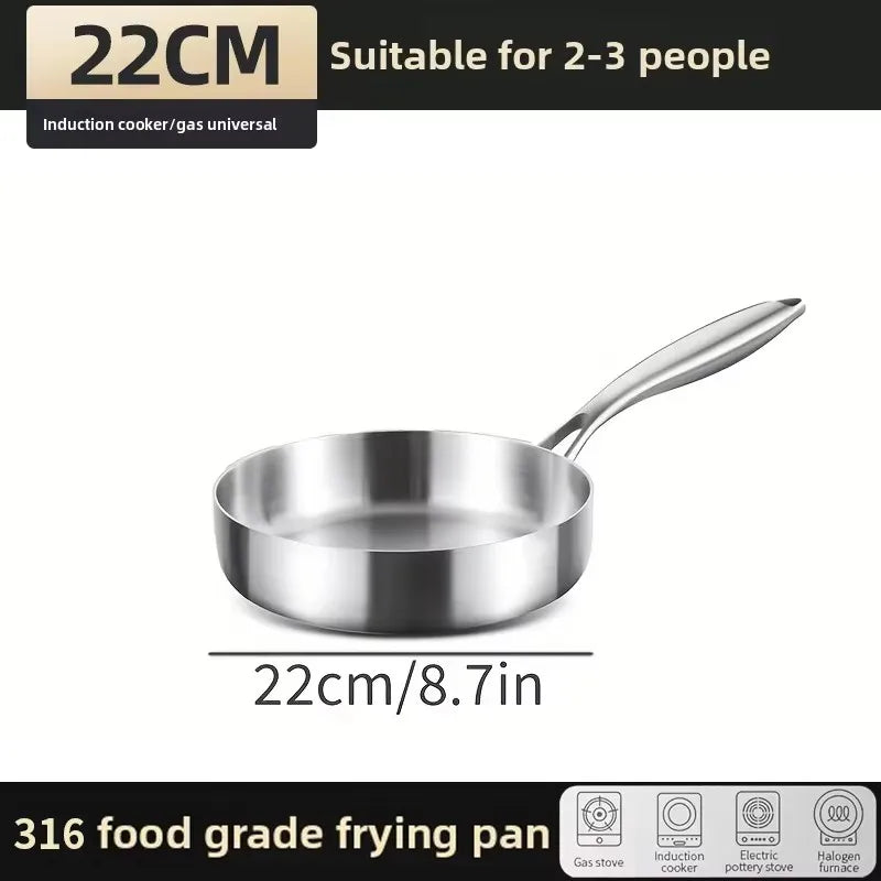 KEMORELA 316 Stainless Steel Wok Frying Pan | Gas & Induction Stainless Steel Wok Axl 22cm