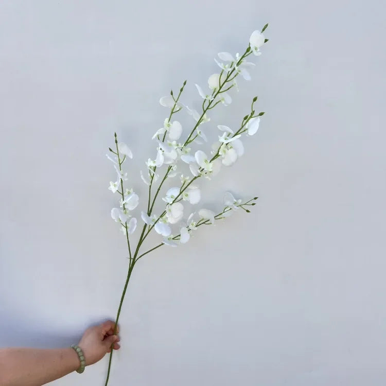 5-Pack Artificial Dancing Orchid Silk Flowers | Wedding & Home Decor Artificial Silk Flowers Axl White