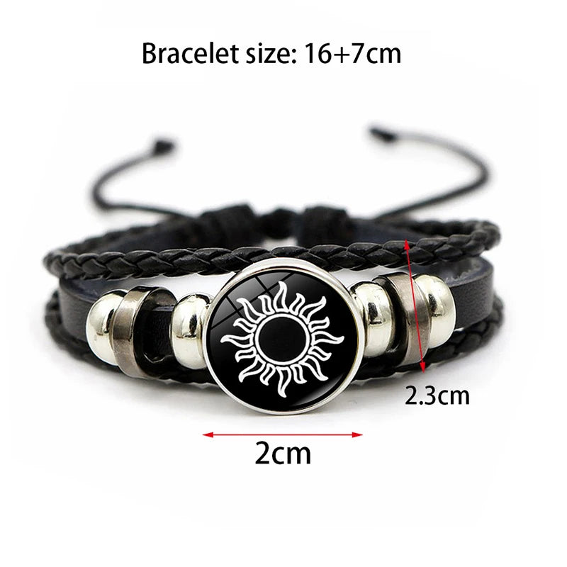 Luminous Couple Bracelets Sun Moon Black Braided Set 2Pcs Couple Charm Bracelets Axl