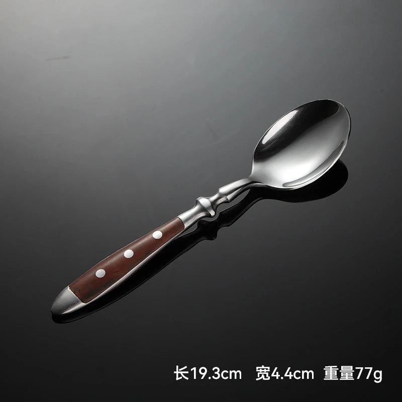6-Piece Stainless Steel Flatware Set – Knife, Fork & Spoon Flatware Cutlery Set Axl 1pcs E