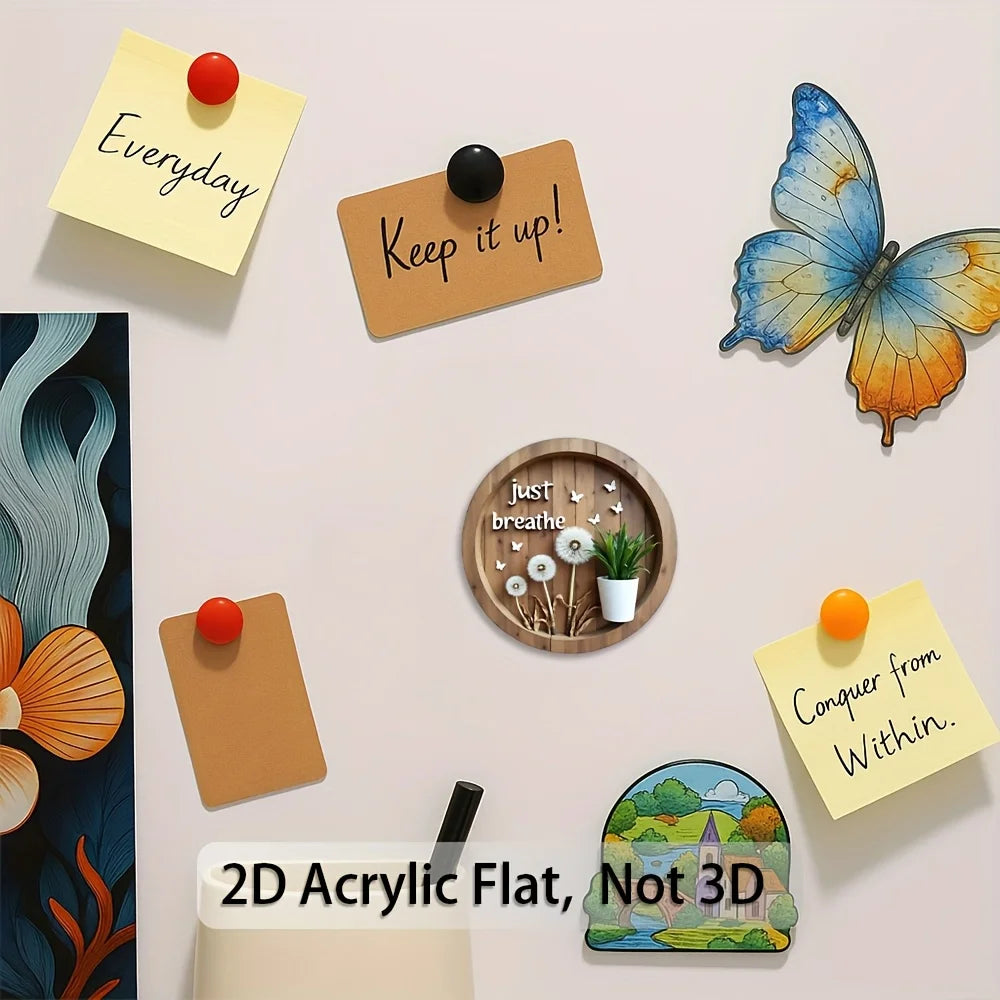 Acrylic "Just Breathe" Fridge Magnet – Mindfulness Home Decor Decorative Fridge Magnet Axl