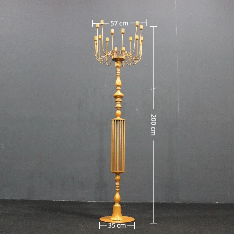Giant Iron Floor Candlestick Holder – Luxury Wedding Decor Floor Candle Holder Axl Gold-Large