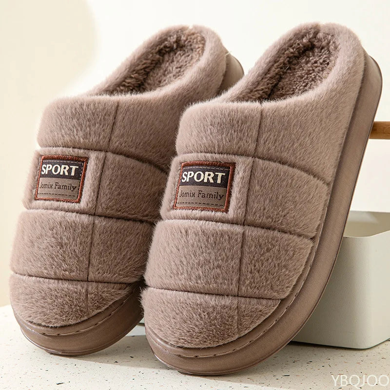 YBQJOO Winter Indoor Slippers – Warm Plush Non-Slip Home Shoes Indoor Slippers Axl Brown 40-41