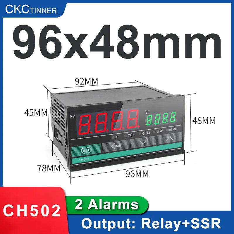 CKCTINNER PID Temperature Controller – Dual Output SSR & Relay LCD PID Temperature Controller Axl CH502 MV AB