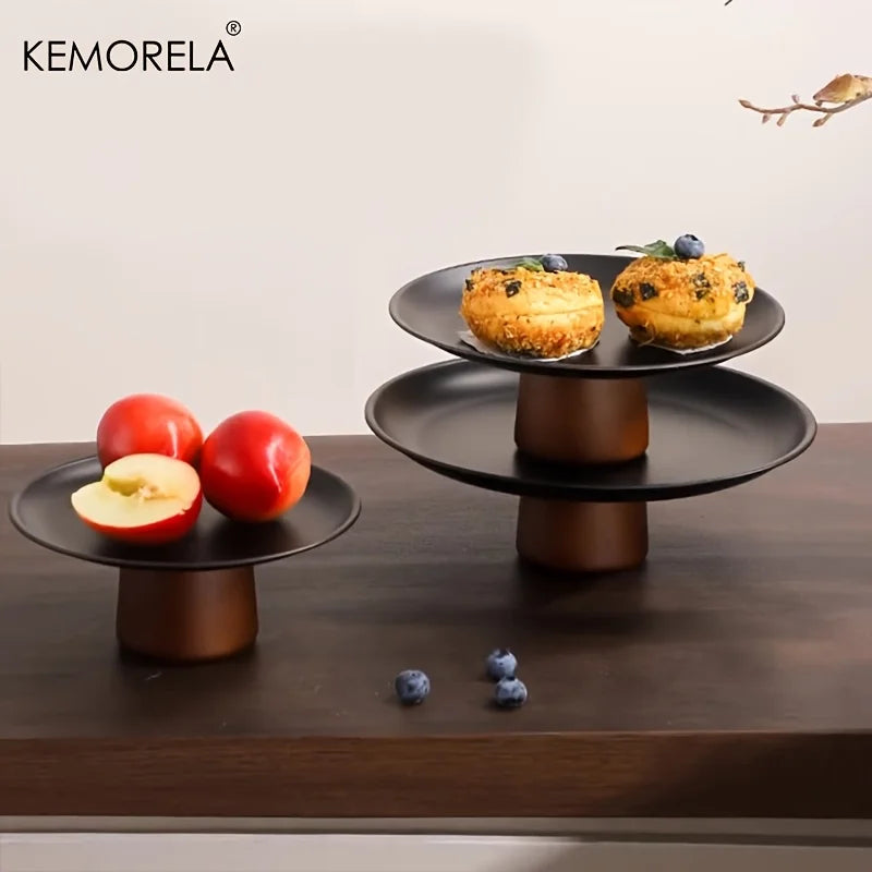 KEMORELA Acacia Wood Cake Stand – Footed Dessert Display Tray Wooden Cake Stand Axl