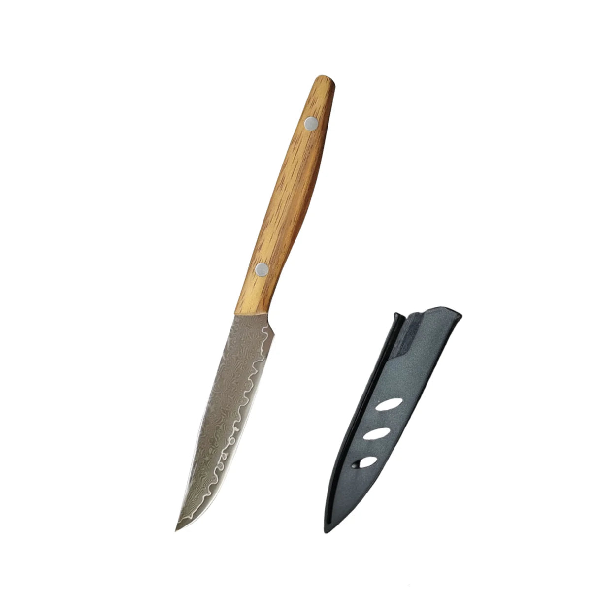 Damascus Steel Steak Knife – 67-Layer Blade & Wood Handle Damascus Kitchen Knife Axl 1 Pcs