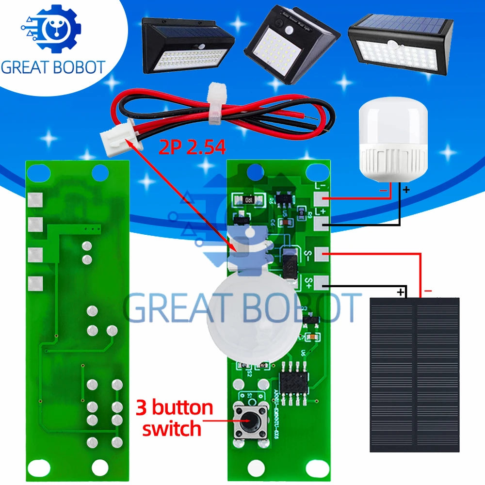 3.7V DIY Solar Lamp Board – IR Motion Sensor Night Light Module Solar Sensor Module Axl Default Title