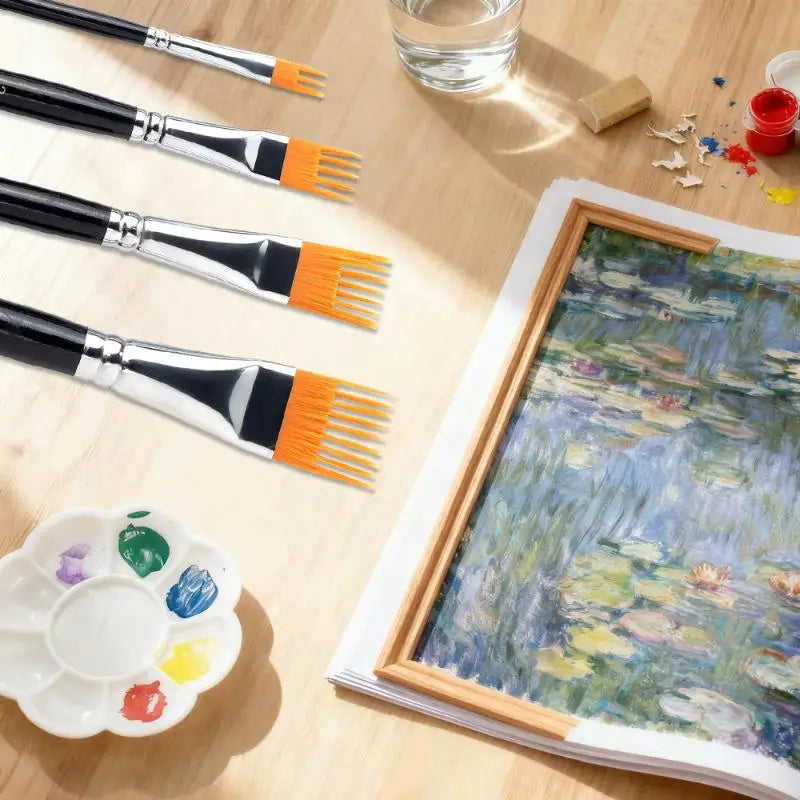 4-Piece Serrated Paint Brush Set – Watercolor & Oil Art Art Paint Brush Set Axl