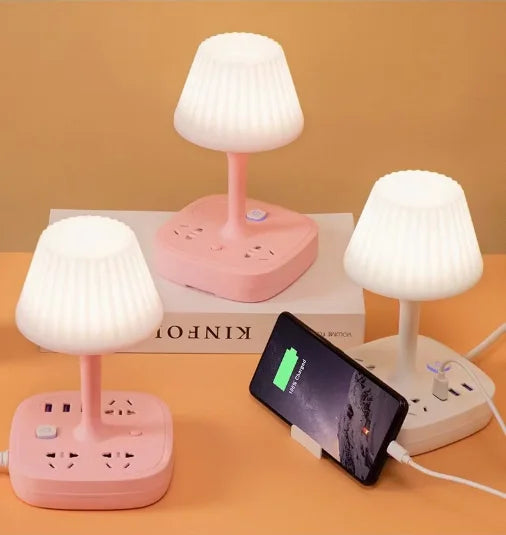 Desk Lamp with 3 AC Outlets, Dual USB Ports & Phone Holder Desk Lamp Axl