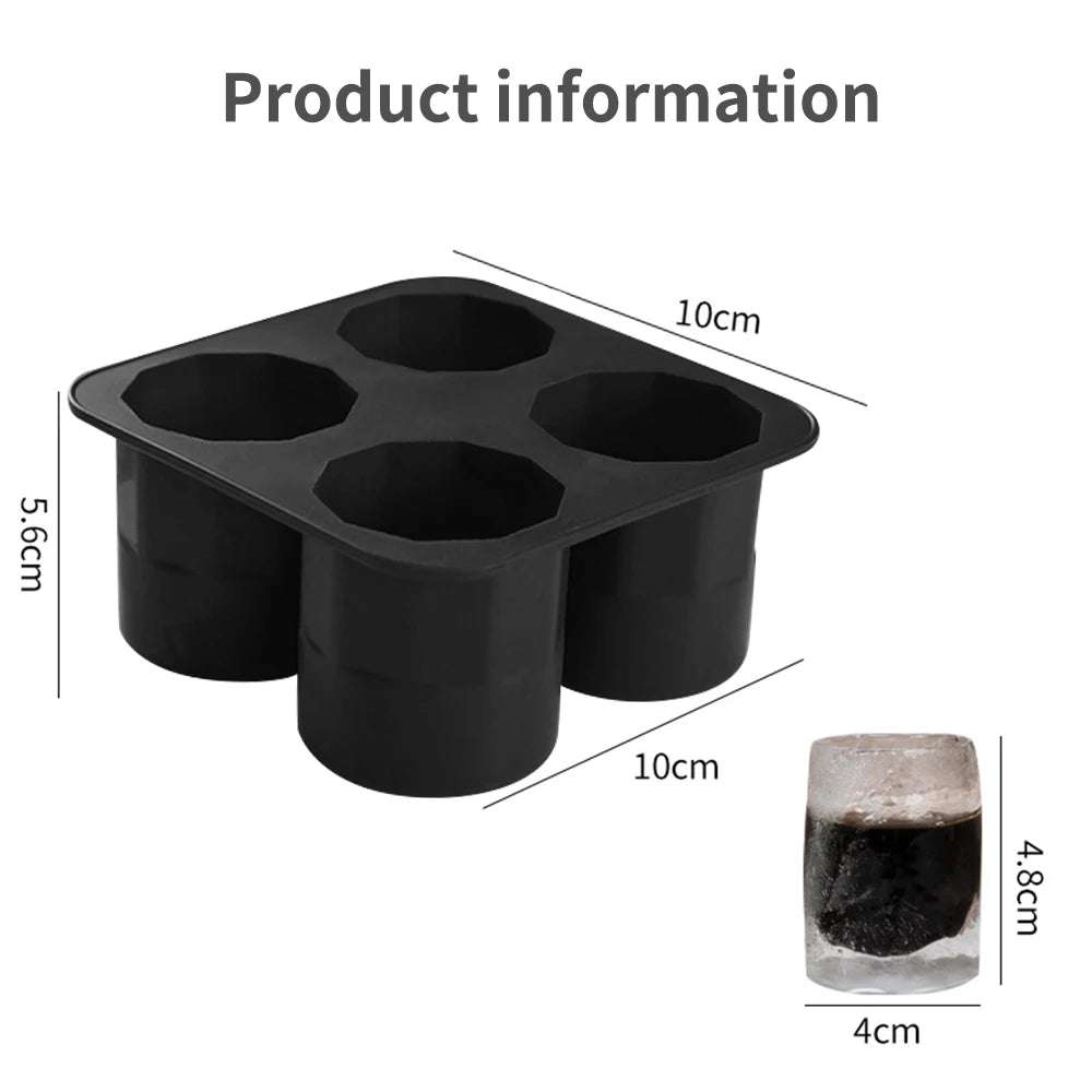 4-Cavity Silicone Shot Glass Ice Mold – Whiskey Ice Tray Silicone Ice Mold Axl